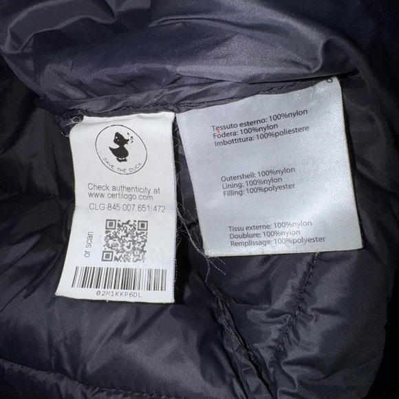 Save the Duck Women's black long Puffer Coat w/hidden hood. Size 3 M/L - Picture 9 of 15